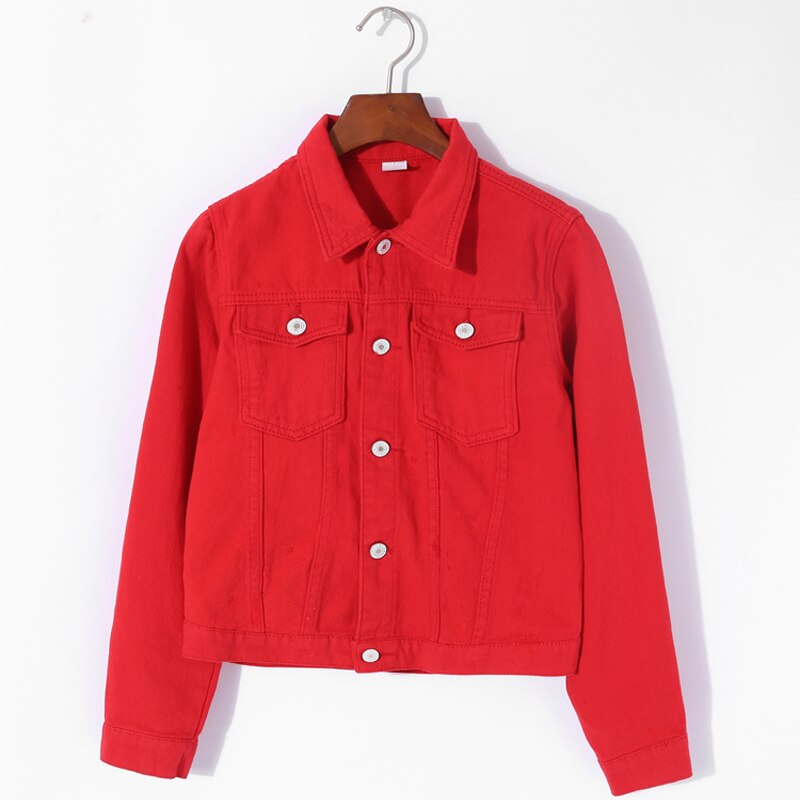 Jeans Jas En Jassen Voor Vrouwen Herfst Snoep Kleur Toevallige Korte Denim Jasje Chaqueta Mujer Casaco Jaqueta Feminina