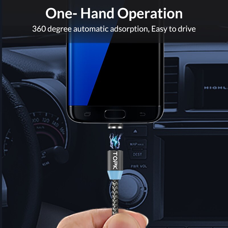 Topk Magnetische Kabel 1M Usb Type C Magneet Charger Micro Usb Kabel Voor Samsung Xiaomi Mobiele Telefoon Kabel Usb C