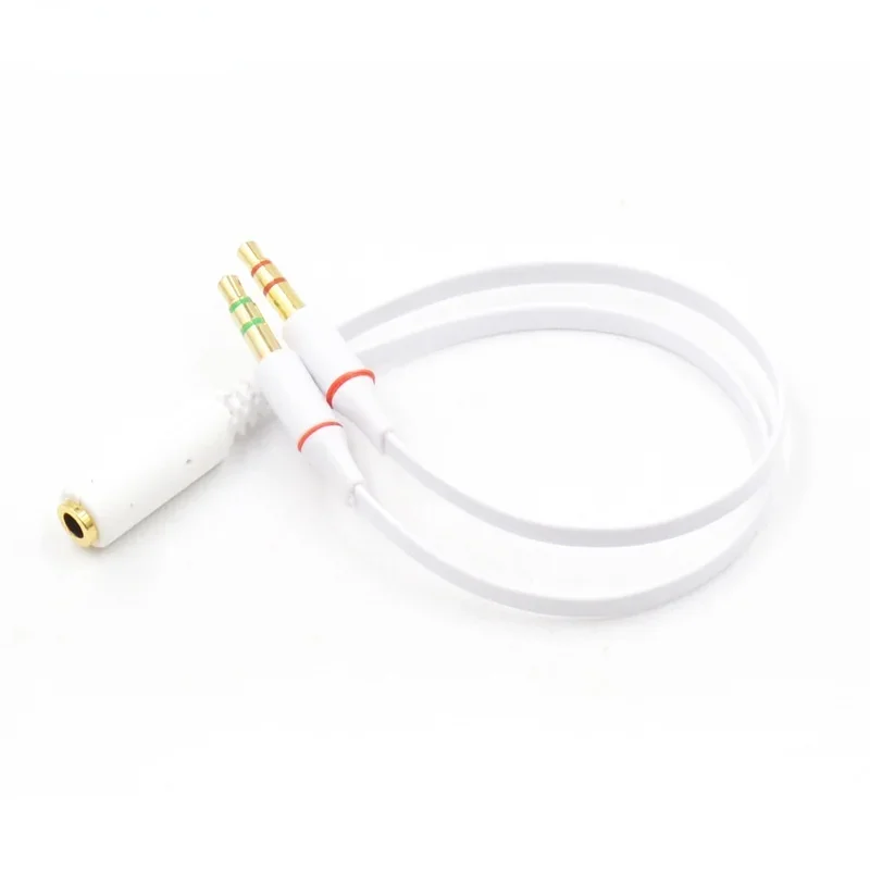 Adaptateur TRRS 3.5mm, 2 mâles, 1 femelle, Mini prise Jack 3.5mm, séparateur à 4 broches, Audio stéréo, Microphone, prise de câble plat vers connecteur 2 3 broches