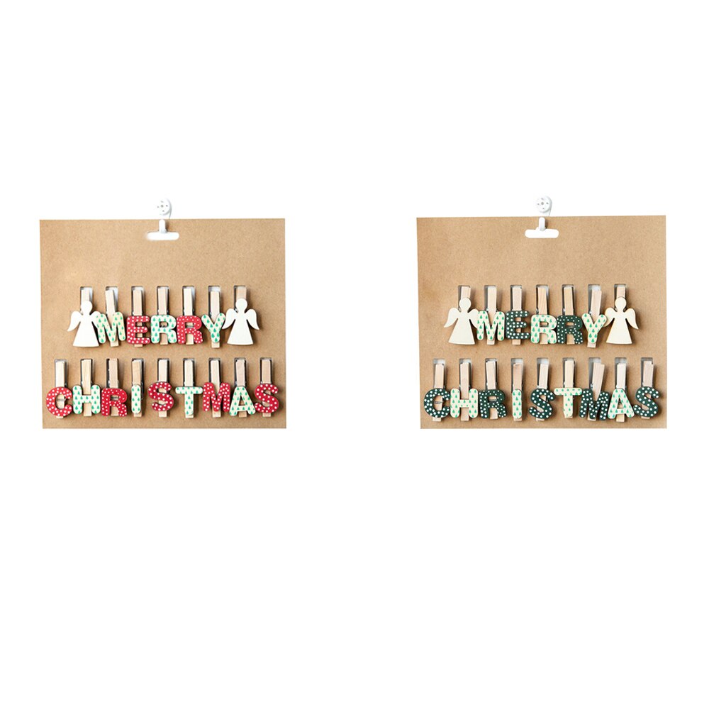 16pcs/set Merry Christmas Clips Mini Spring Wood Clips Clothes Photo Paper Peg Pin Clothespin Craft Clips Party Home Decoration