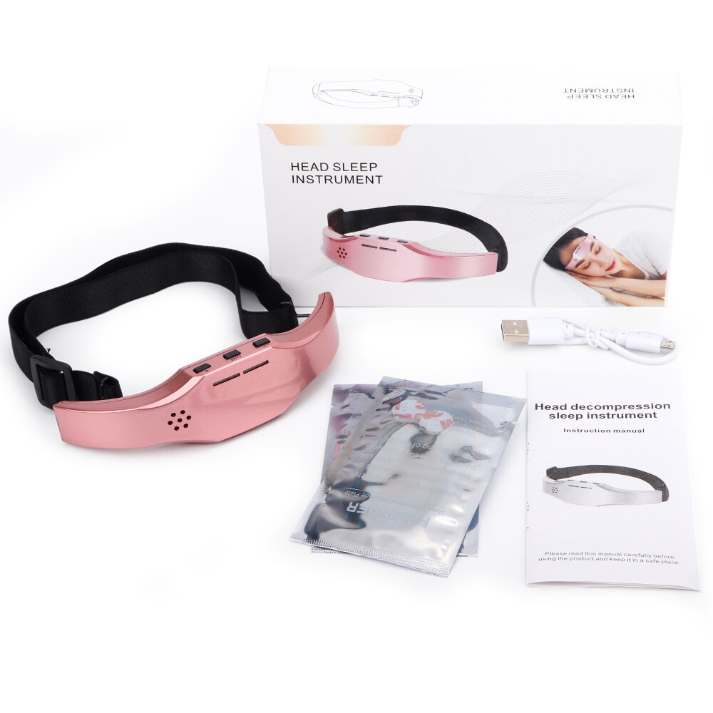 Electric Head Massager Insomnia Therapy Stress Relief Head Sleep Instrument Improve Sleeping Massage Machine Health Care Device: Pink
