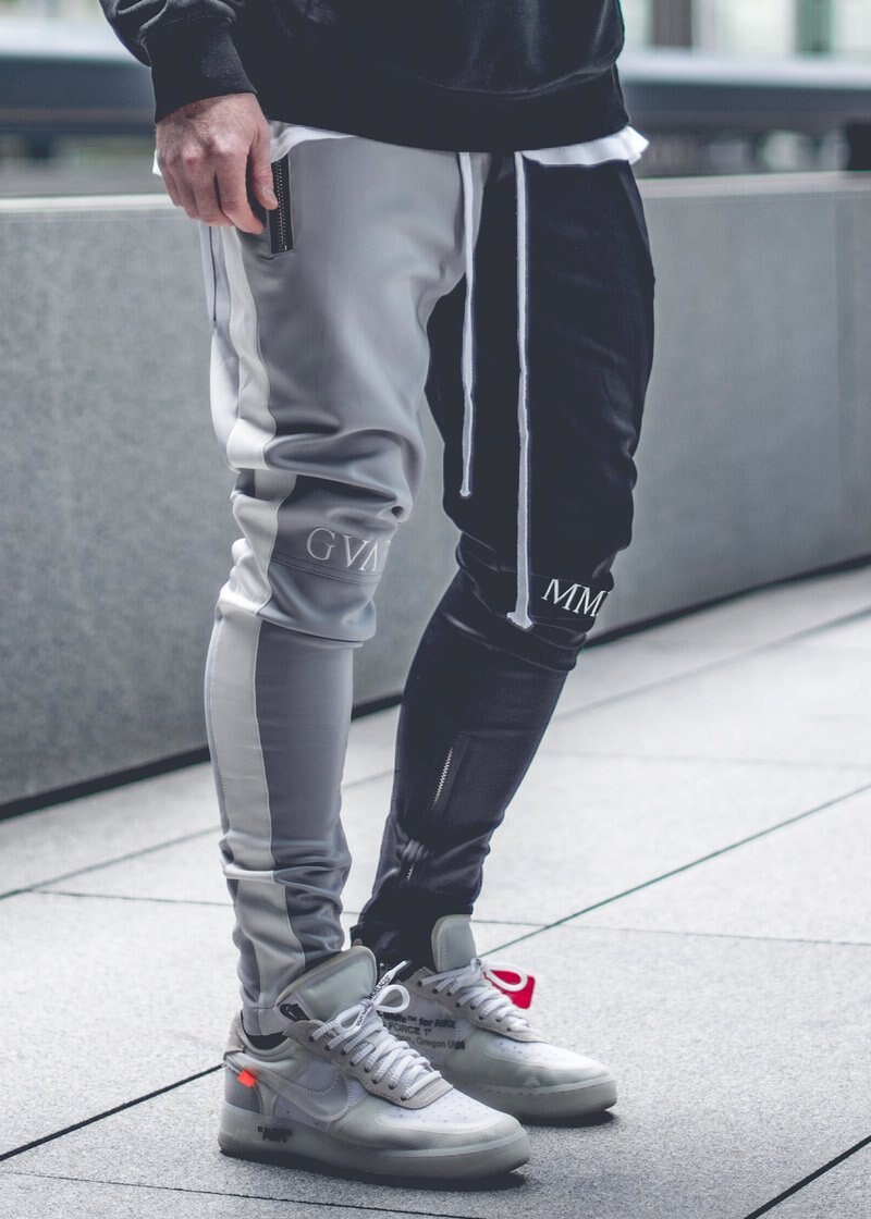 Joggingbyxor herr träningsbyxor casual manlig byxa hip hop man tighta byxor streetwear byxor herr: M / Svartgrå