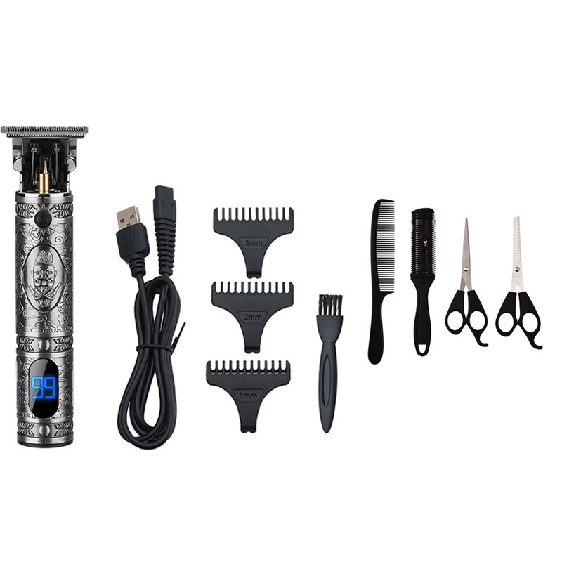 Usb Oplaadbare Tondeuse Elektrische Cordless Skelet Tondeuse Scheerapparaat Trimmer Mannen Kapper Haar Snijmachine 0Mm Scheermes: 02