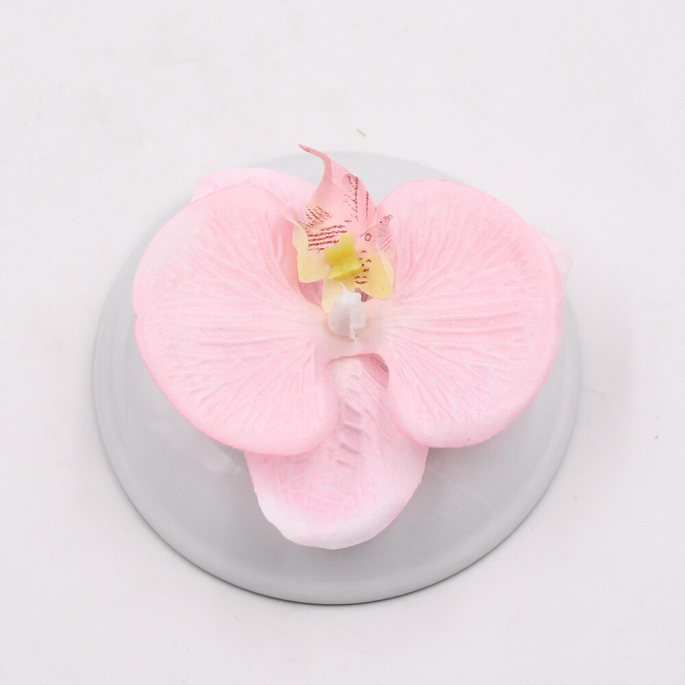 10 stk kunstig blomst silke sommerfugl orkidé hoved til bryllup bil boligdekoration diy flores cymbidium håndlavet: Lyserød