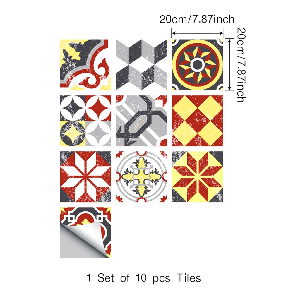 10 sztuk retro płytka PVC naklejki samoprzylepne wzór klasyczny płytki Sztuka przekątna 3D naklejki podłogowe akcesoria dekoracyjne: F