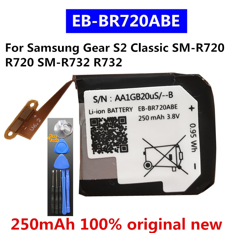 Originele Batterij EB-BR720ABE Voor Samsung Gear S2 Klassieke SM-R720 R720 SM-R732 R732 250Mah + Gereedschap