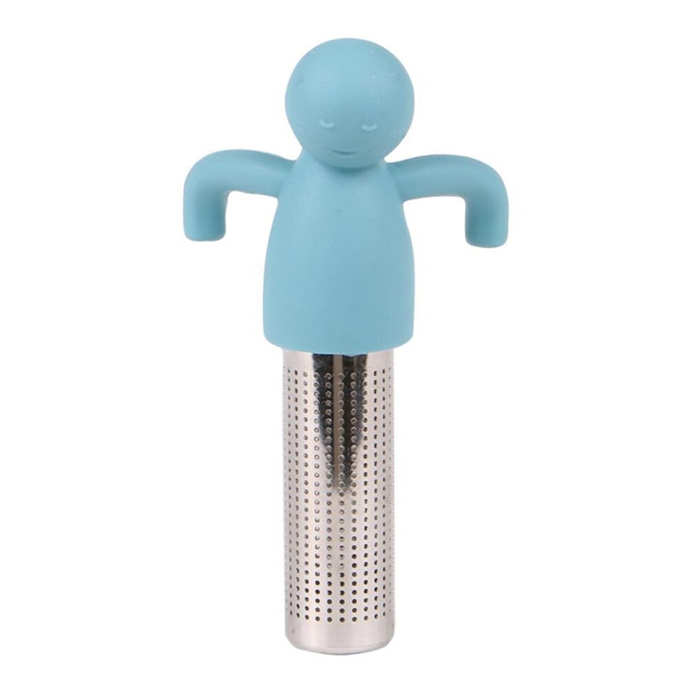 Silicone Tea Strainer Little Man Shaped Tea Infuser Filter Brewing Teapot Tea Infusers Loose Leaf Coffee Filter Tea Accessories: Blue