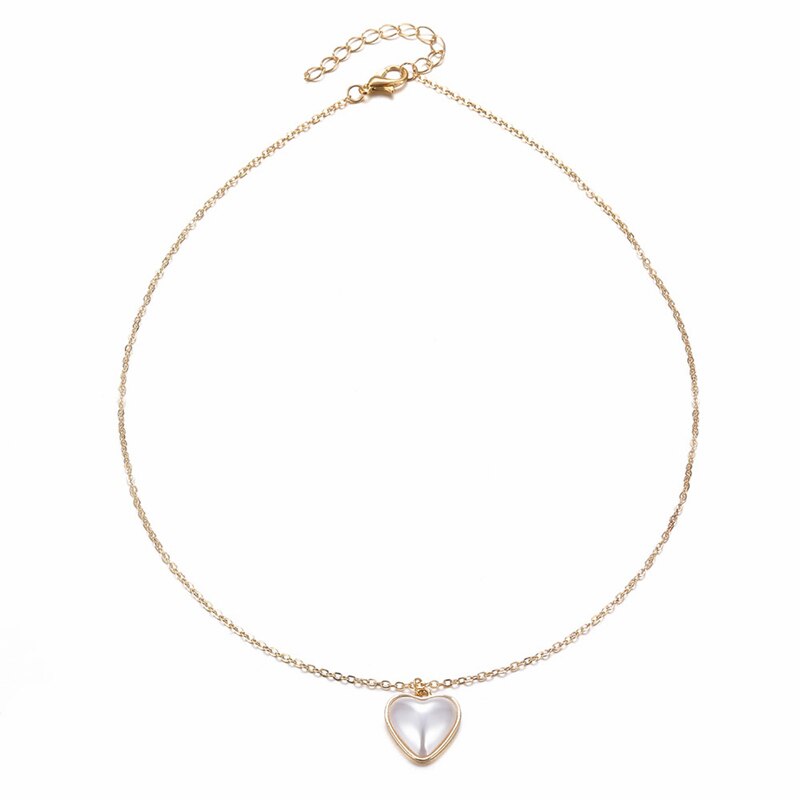 Hvid perle blomst choker halskæder til kvinder hjerte sommerfugl halskæde krystal kort kæde smykker bryllup: A1554
