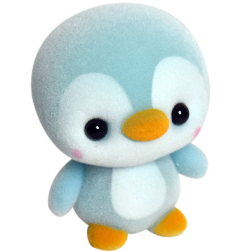 5.5cm mini poupées décoratives en pvc floquées, kawaii, pingouin, jouets pour filles, exquises poupées floquées, jouet de noël: Bleu