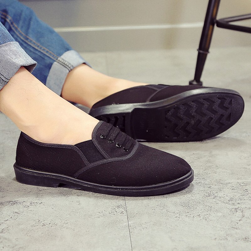 Zapatos Hombre Man Comfortable Slip on Anti Sikd Work Shoes Male All Black Spring & Autumn Shoes Soft Shoes E2192