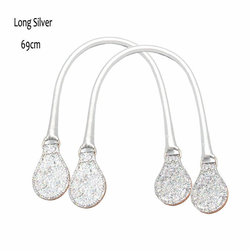 Longo falso couro alças redondas alça de cinto d fivela gotas para clássico mini obag cesta balde chique o bolsa acessórios: Shiny Silver