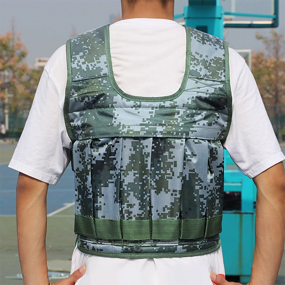 Max Loading 50kg Adjustable Weighted Vest Weight Jacket Oxford Exercise Weight Loading Cloth Strength Training