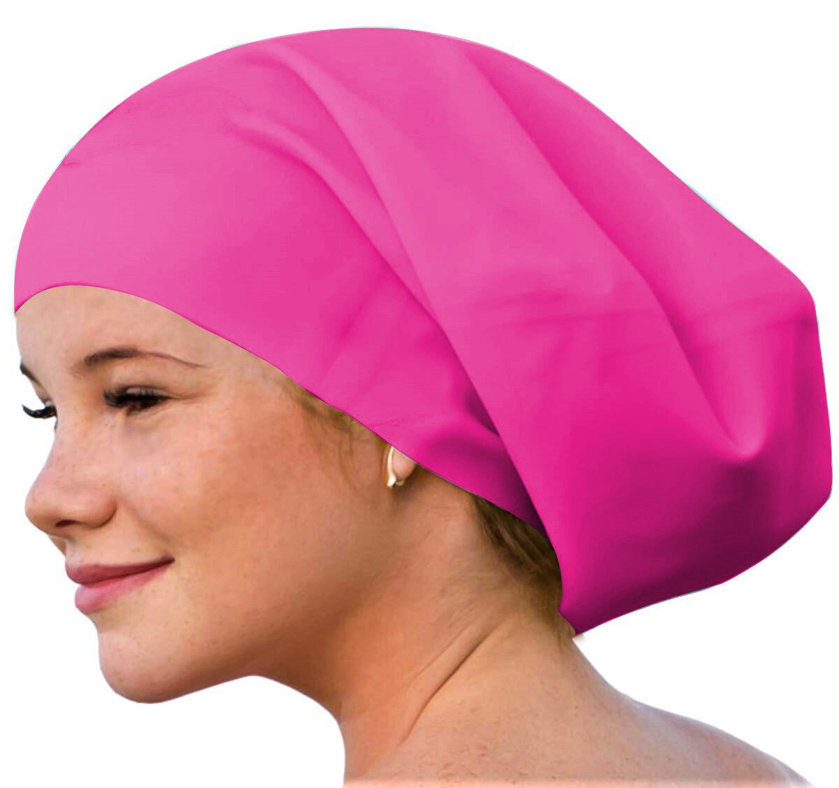 Stijl silicagel lang haar vlecht badmuts kinderen oversized badmuts koksmuts badmuts: Roze