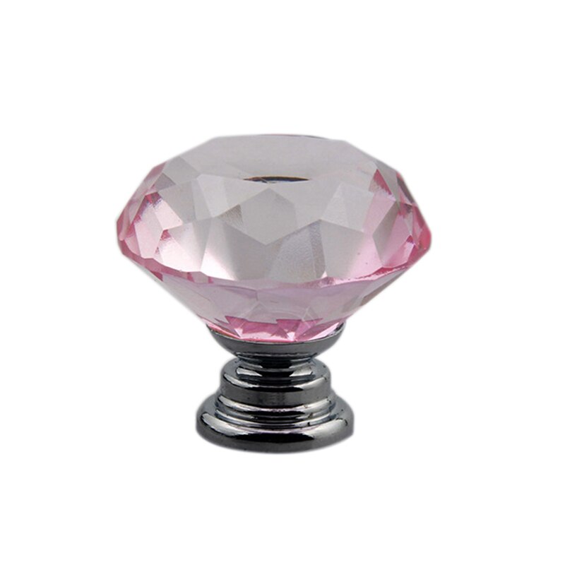 Pink 10Pcs 30mm Crystal Glass Cabinet Knobs Diamond Shape Drawer Kitchen Cabinets Dresser Cupboard Wardrobe Pulls Handles