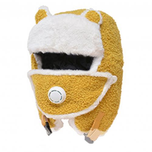 Winter Ear Protective ladies hats Lei Feng hats children's thickened warm ear caps trend wild women and children hats: Ginger Yellow