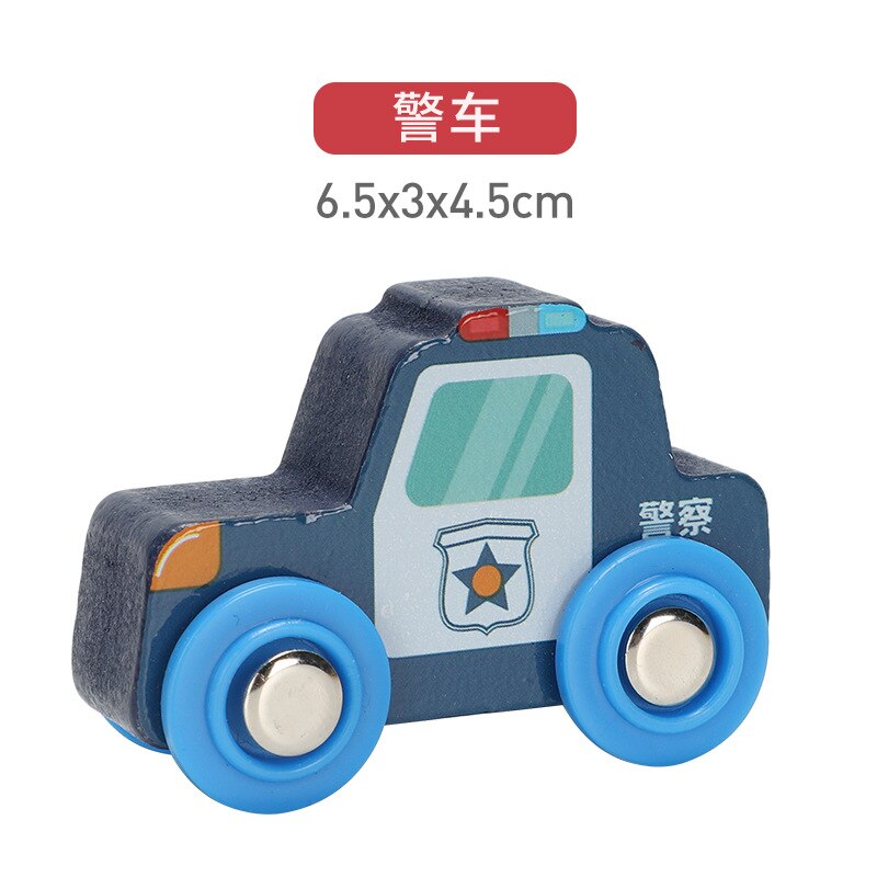 Children&#39;s Toy car magnetic wooden scene car fire truck car ambulance compatible wooden BR train children&#39;s toys W2