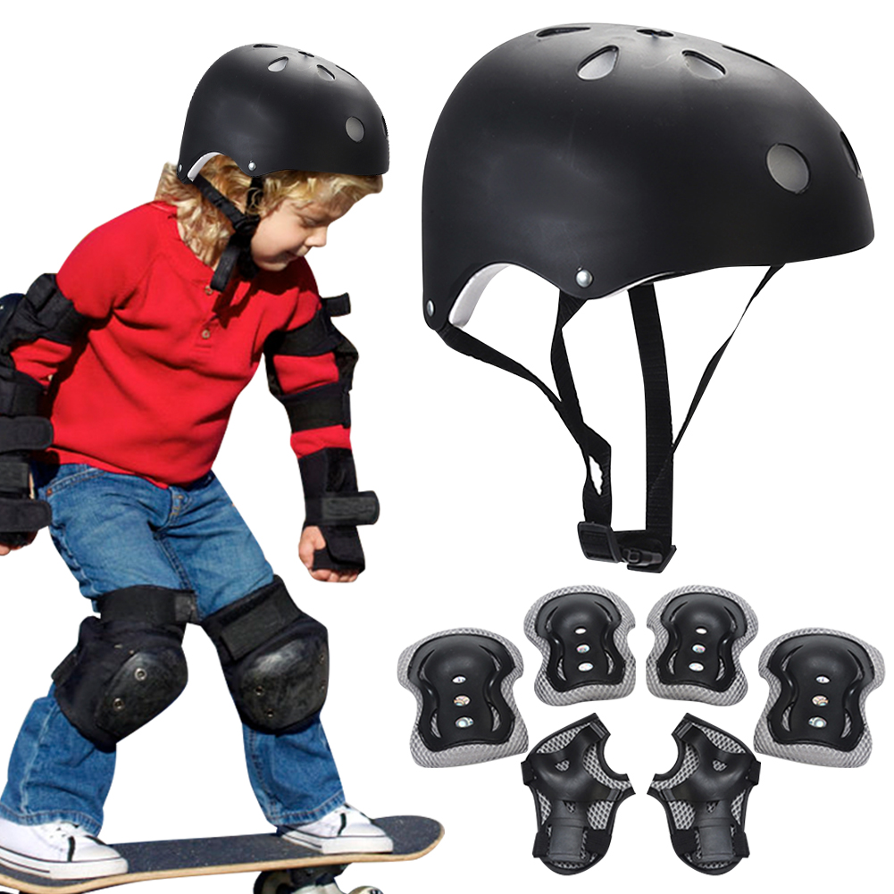 Kids Safety Helmet Knee Elbow Pad Set Toddler Helmet with Protective Gear Set for Bicycle Cycling Skateboard Scooter Skating: black