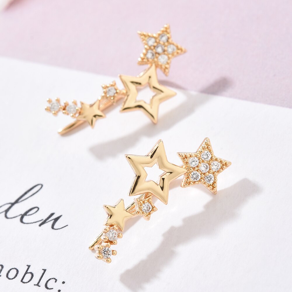 Cutout Ziconia Star Ear Climber Tiny Star Stud Earrings for Women Everyday Teen Mothersday Celestial Birthday Jewelry Earrring