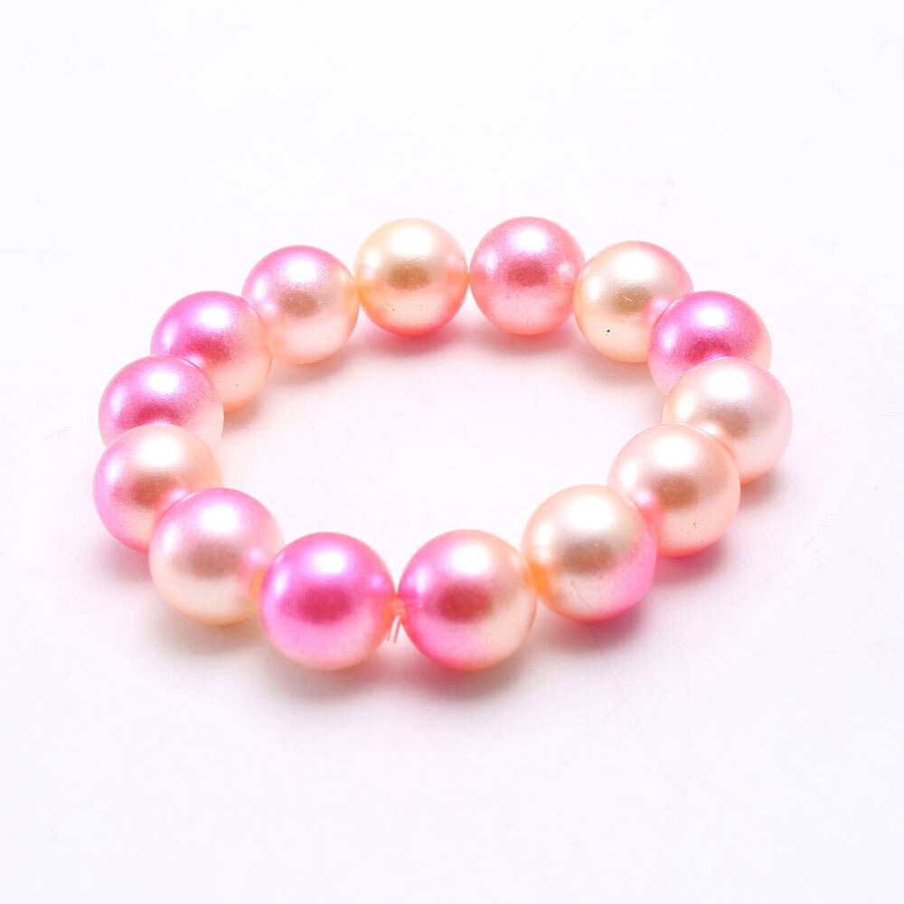 Bonitas pulseras de perlas para niñas, pulseras gruesas de para niños, pulseras de cuentas gruesas elásticas hechas a mano, joyas coloridas gruesas: 09