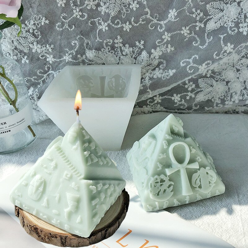 DIY Candle Pyramid Silicone Mold Psychic Eye Moulds 3D Stereo Pyramid Soap Epoxy Resin Molds Cake Baking Mould Desk Decoration