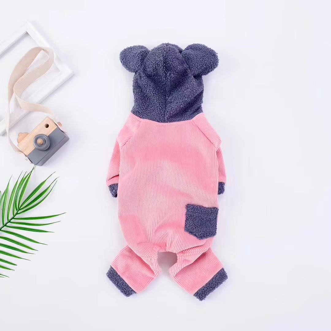 Ropa de invierno para perro Pug, traje grueso y cálido para perro, mono Yorkie Poodle Pomeranian Schnauzer, traje de Bulldog Francés, abrigo: Rosa / XL