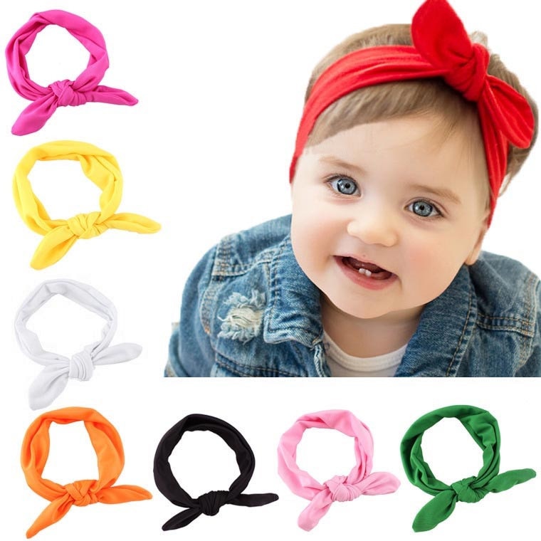 Baby headband for girl Rabbit Ear baby Headwear Turban Dot Bowknot Elastic Hairband Cotton baby gir hair Accessories Head Wraps