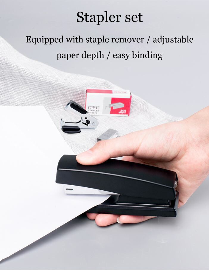 Stapler set with staple remover + stapler office standard student medium stapler