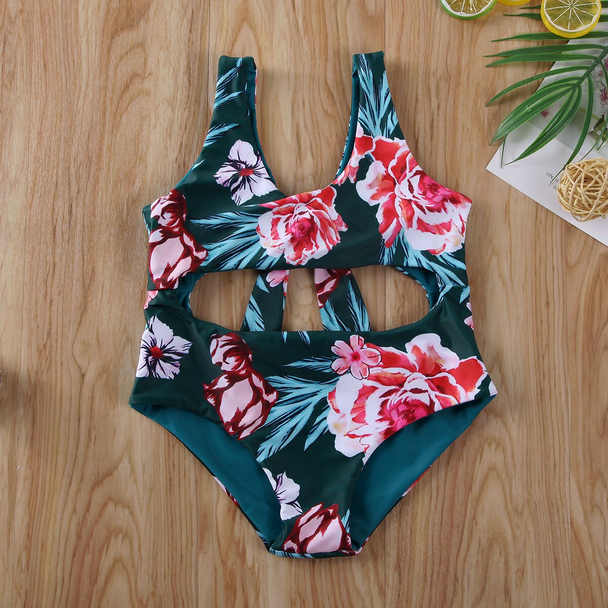 2-7 år børn baby pige badedragt badetøj bikini børn blomster print sløjfe et stykke svømme kostume