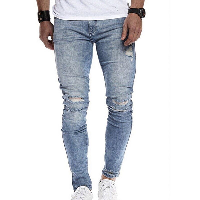 Pencil bukser slanke mænd bukser casual skinny jeans mænd gotiske denim bukser jeans ripped herre jeans sommer hul bukser cowboys