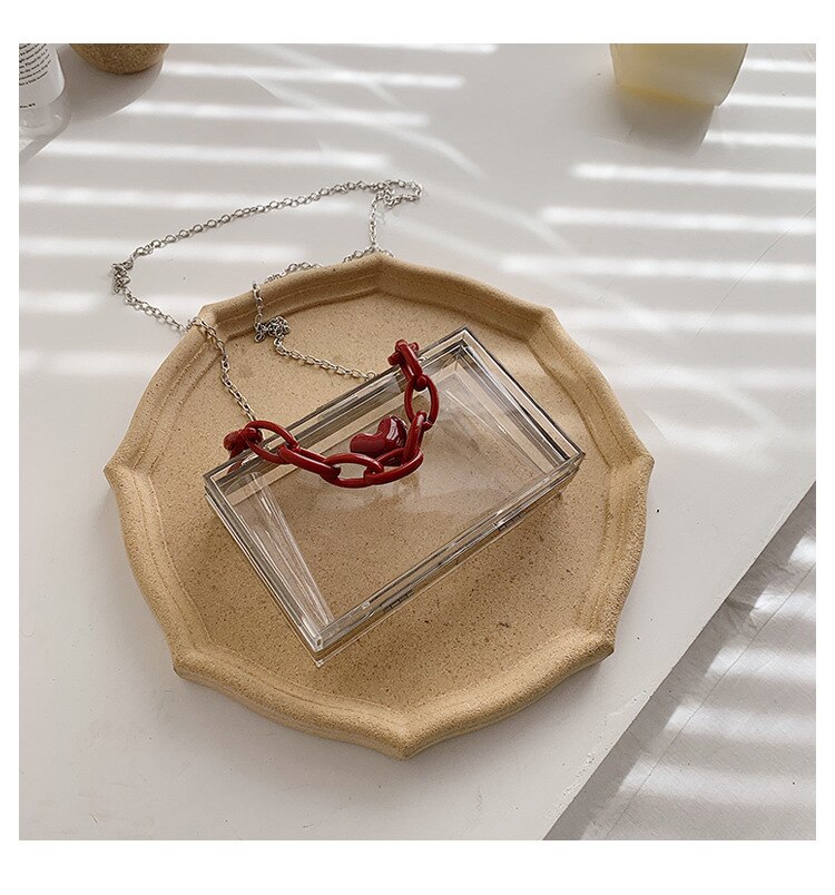 GroßHand Frau Hand Tasche Bote Taschen transparent Tasche Kette Umhängetasche Sommer Einzelnen Schulter Tragbare Kasten Tasche