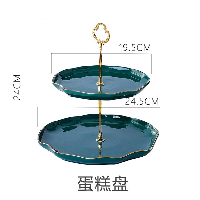 Green Kitchen Tableware Ceramic Dinner Set Flower Shape Sauce Dish Rice Salad Bowl Cake Dessert Plate: Cake plate