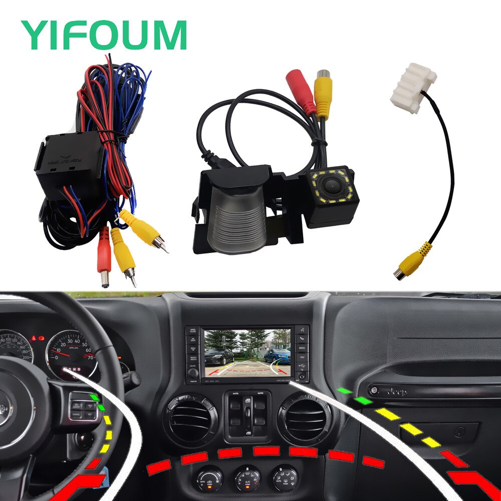 Fisheye Dynamic Trajectory HD Car Rear View Backup Camera For Jeep Wrangler Rubico Sahara &amp;amp; Original Factory Screen