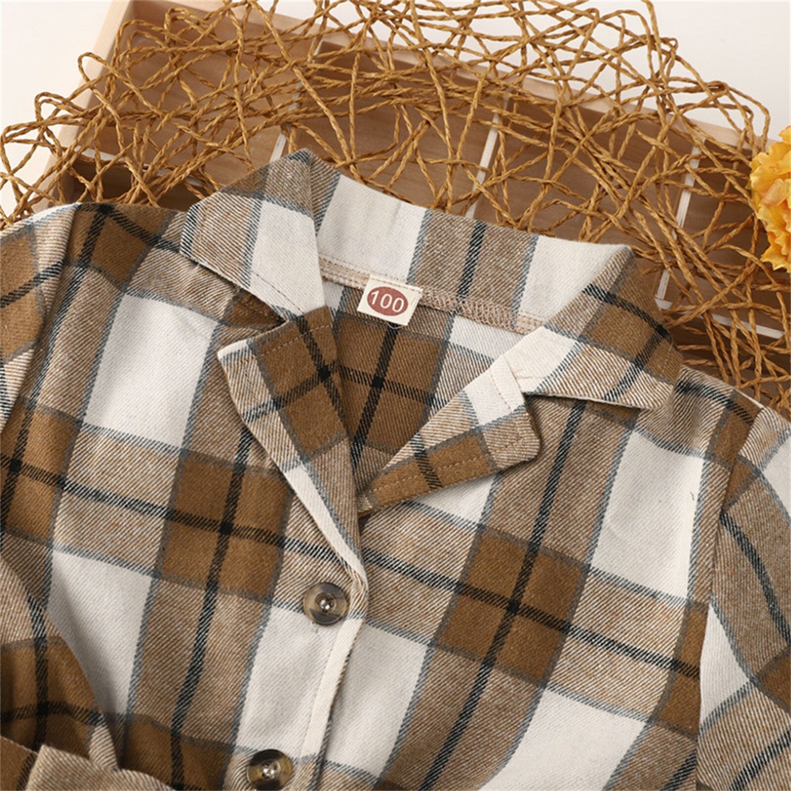 2-6Years Baby Meisje Romper, Korte Mouw Revers Hals Plaid Print Patchwork Peuters Shorts Jumpsuit