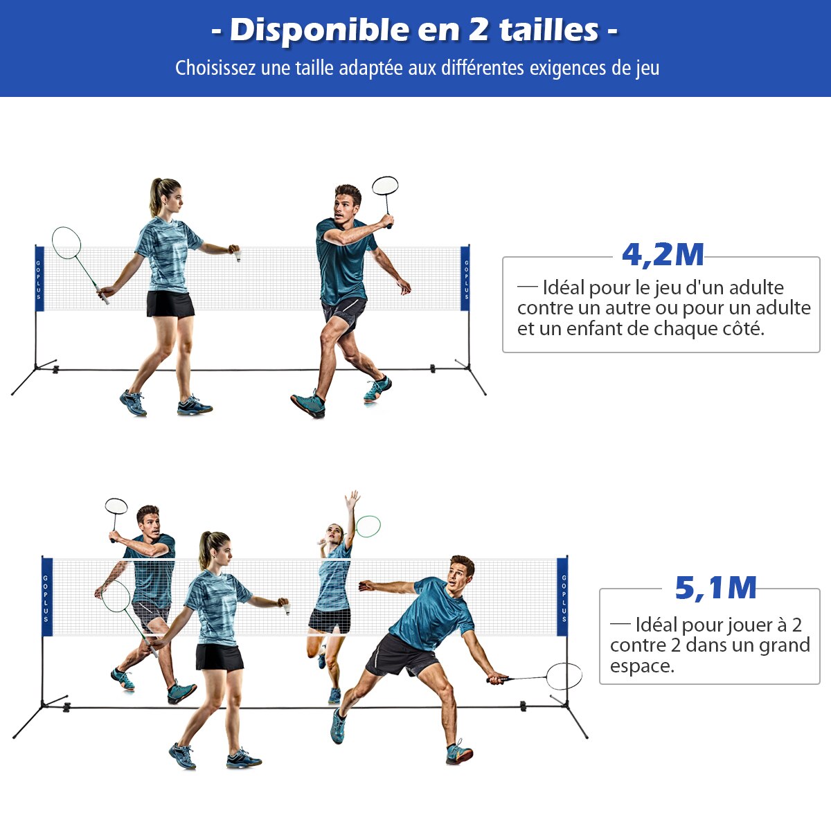 Giantex – filet de Badminton Portable en polyéthylène, 5.1M, réglable, pliable, installation facile, sport, entraînement autonome