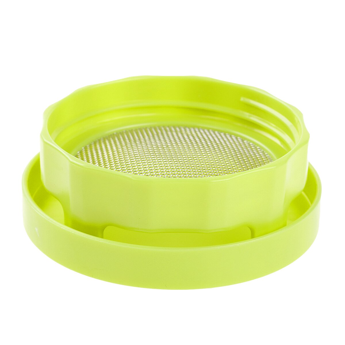 Plastic Brede Mond Mason Jar Zaad Kiemen Deksels Rvs Mesh Deksels Met Plastic Water Lade Voor Maken Organische Spruit: Green