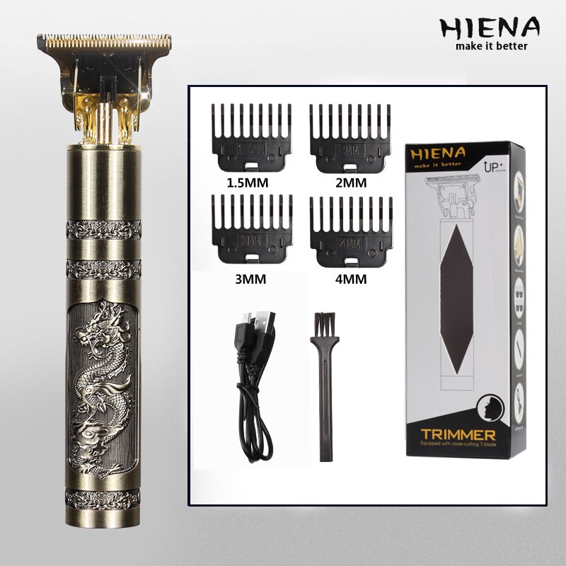 Tondeuse à cheveux électrique Vintage T9 pour hommes, rasoir Rechargeable USB 0mm, tondeuse à barbe professionnelle, salon de coiffure: Dragon2