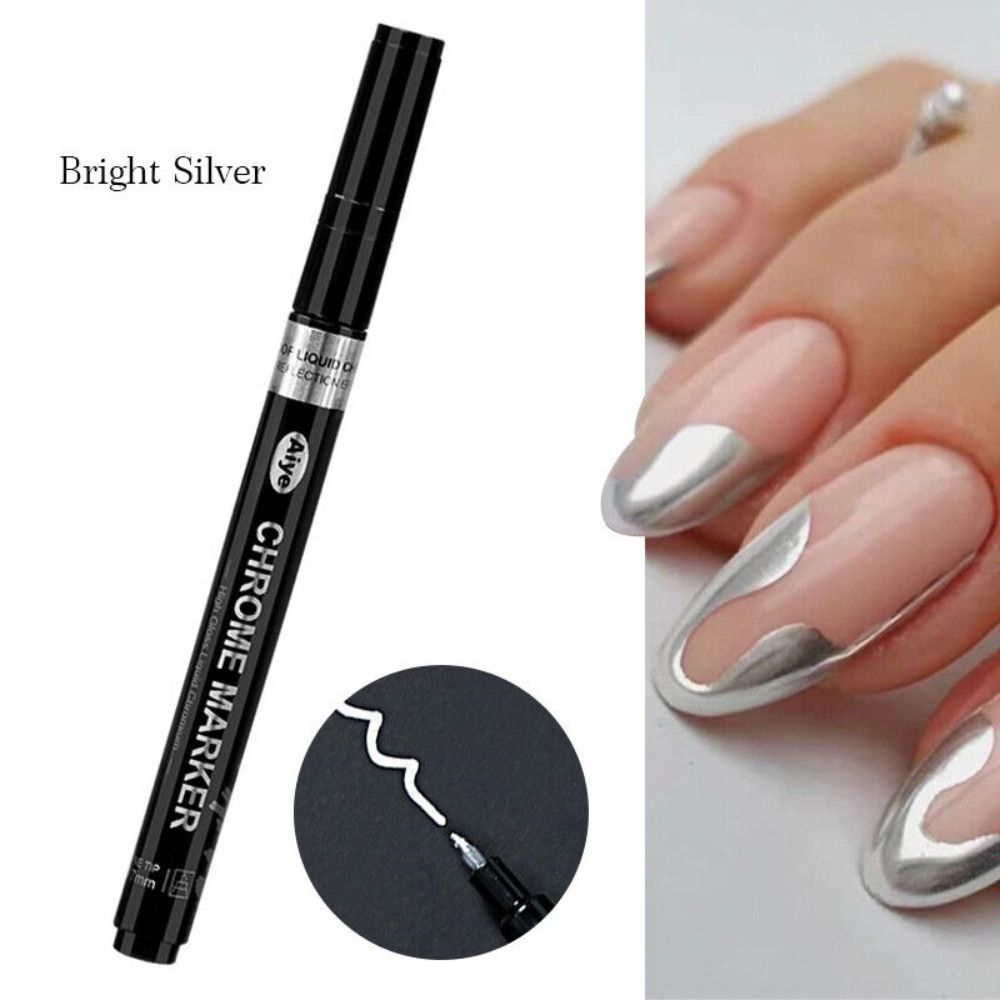Bolígrafo metálico para esmalte de uñas, rotulador de esmalte de uñas plateado, cromado, oro rosa, marcador de espejo de alto brillo, accesorios de Arte de uñas: Caqui oscuro