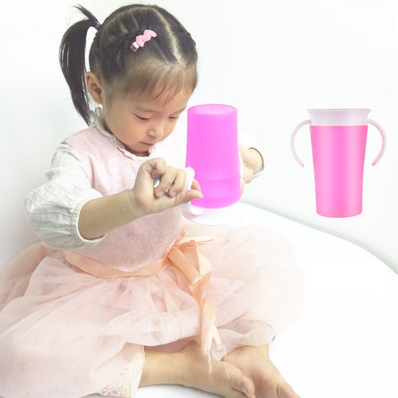 Baby læring drikkekop 360 grader drejelig med dobbelt håndtag bærbare lækagesikre spædbørn fodrer flaske vand kopper