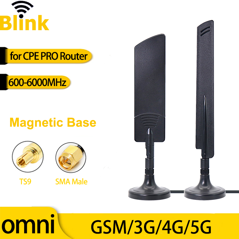 Antenă gsm 3g 4g 5g, amplificator 40 dbi, extender extern, bază magnetică,  ts9 sma mascul pentru router wifi cpe pro, amplificator de semnal 3 mcable