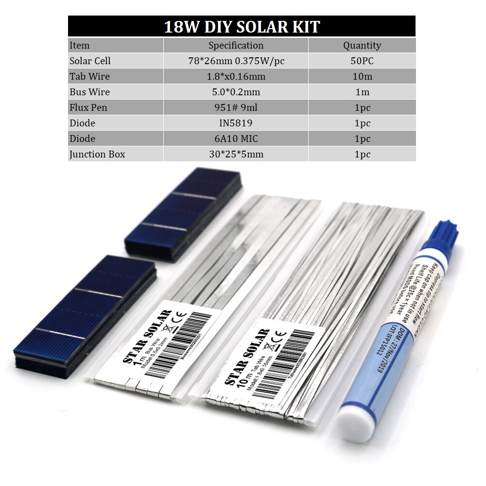 Kit diy painel solar estudo 78x26mm, polycrystall painel solar 20 w 78*26mm caneta de fluxo de arame do carro, luz led: Default Title