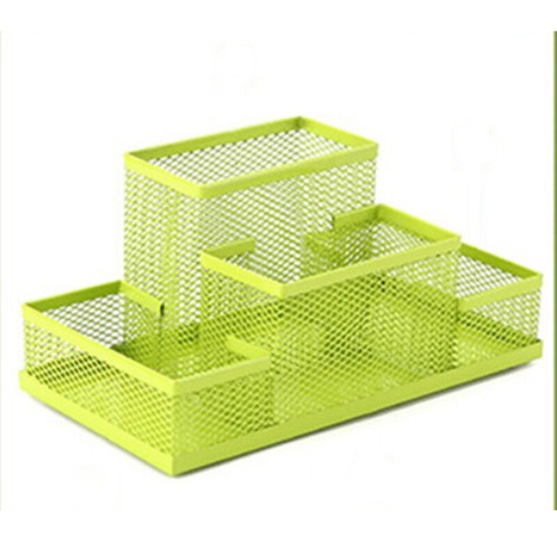 1PC Multifunctional Office Stationery Desk Organizer Mesh Collection Pen Holder Organizer Box For Birthday: Green