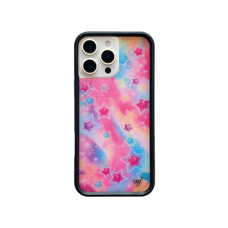 2025 Neue Wildflower 3D WF Handyhülle für iPhone 12 13 14 15 16 Pro Max Plus Regenbogensterne Erdbeerblume Cover Cases Canvas: Black / Für iphone 16