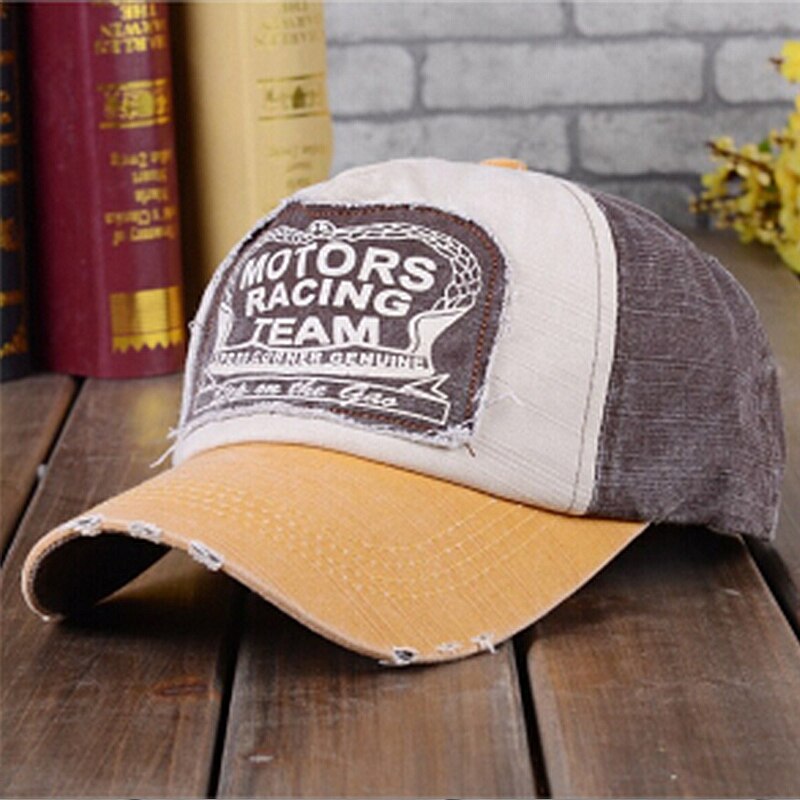 Vilde baseball cap patch brev trykte hip hop caps fire årstider tilgængelige hat udendørs sun hat snapback hatte gorras: Gulbrun