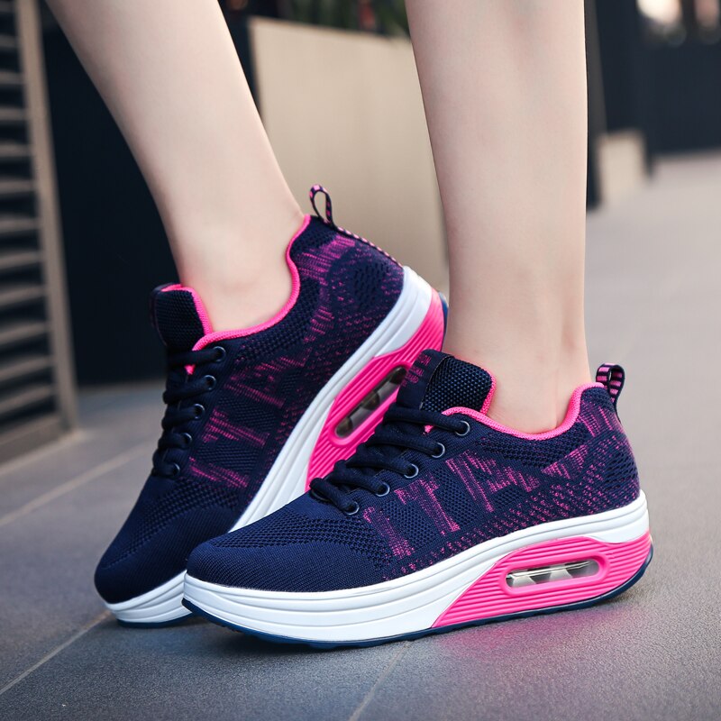 Kussen Vrouwen tennis Sneakers Sportieve Vrouw Sneakers Vrouwelijke Ademende Wandelschoenen Lichtgewicht Zapatillas Mujer: Rose red / 6