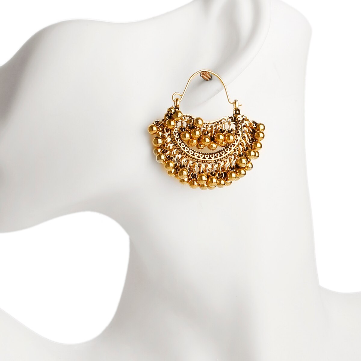 Vintage Retro Goud Legering Sector Bollywood Geoxideerd Oorbellen Voor Vrouwen Boho Etnische Kralen Kwastje Jhumka Dangle Oorbellen