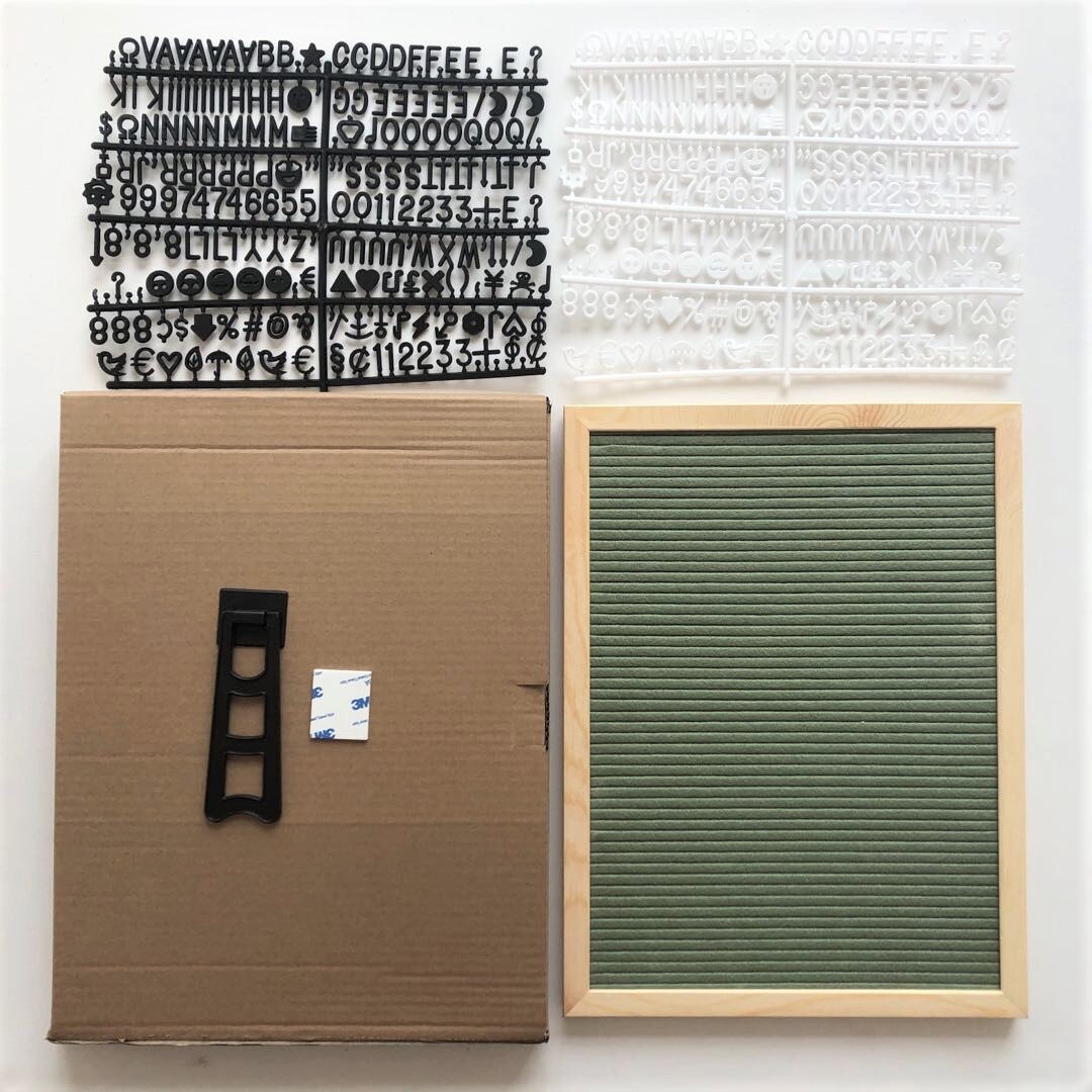 30x40cm Felt Letter Board Rectangle Nordic Wooden Frame Baby Sign Characters Home Office Message Boards Including 460 Letters: green