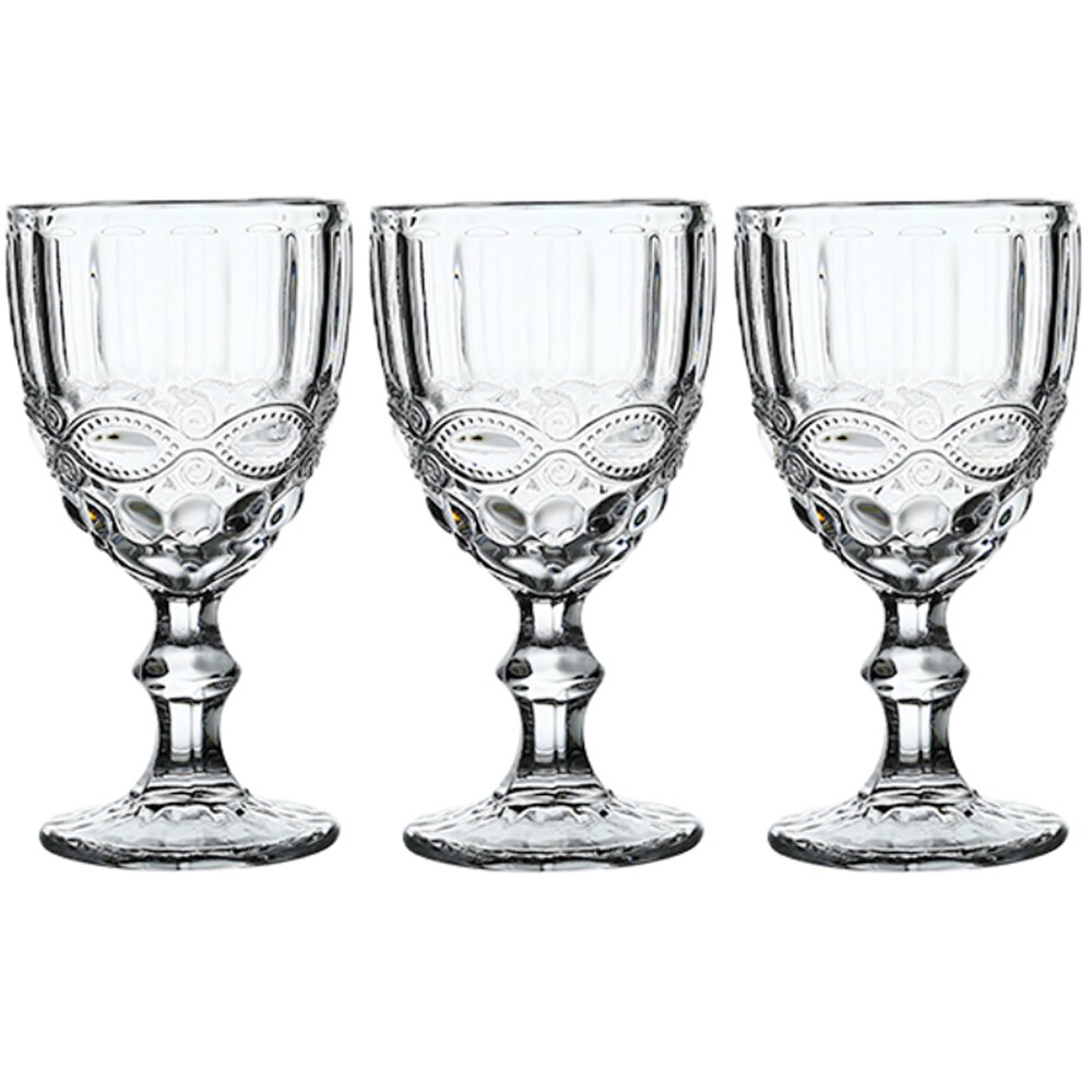 Portsble wine glass drinking glasses 3pcs / lot wedding party wine cup glassware water glasses for drinking christmas 300ml 10oz: 3 pcs set style 4