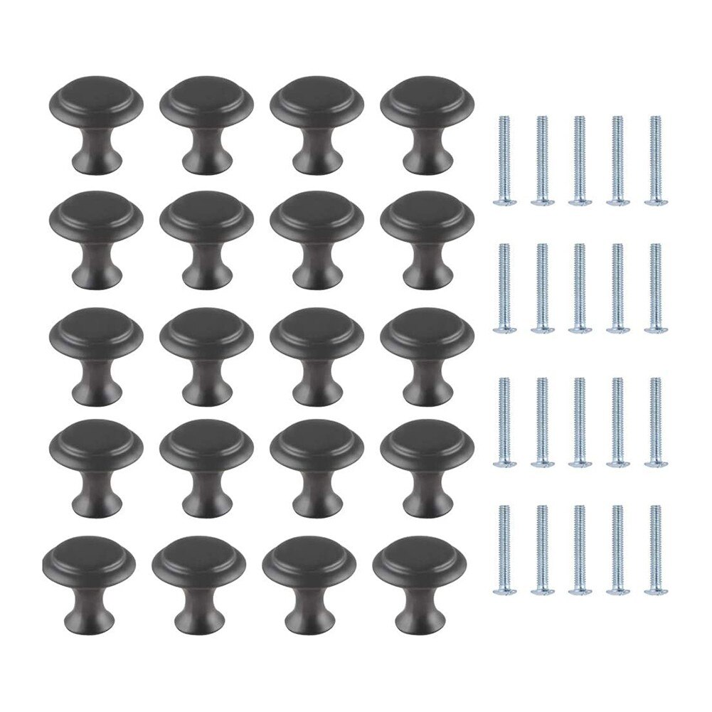 20pcs Stainless Steel Round Cupboard Knobs With Screw For Kitchen Furniture Kitchen Cupboard Pull Handles Furniture Hardware