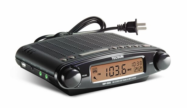 Tecsun Radio MP-300 DSP FM Stereo USB MP3 Player Desktop Clock ATS Alarm Black FM Portable Radio Receiver: Default Title