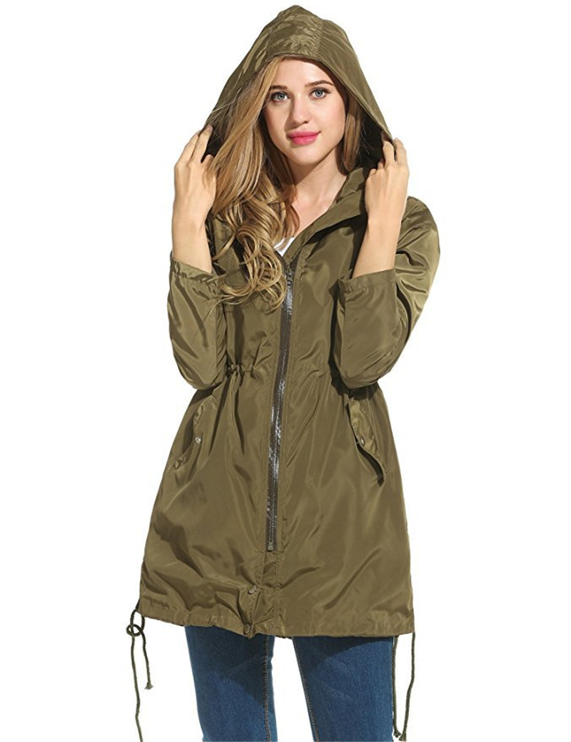 Trenchcoat for kvinner vår høst vindtett vanntett regnfrakk plus size hette vindjakke dameoverdeler ioqrcjvh 481